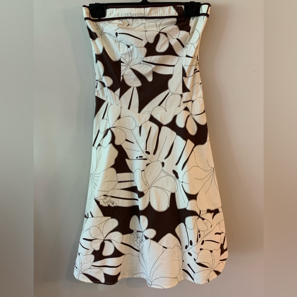 RUBY ROX Strapless Dress - Chocolate and Ivory Floral